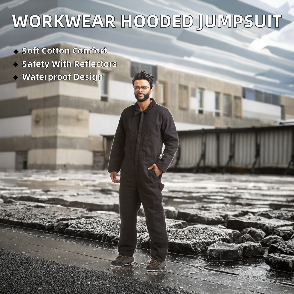 Mens Cotton Long-Sleeve Water-Resistant Work Coverall Jumpsuit Industrial Boiler Suit One-Piece Uniform In-Stock