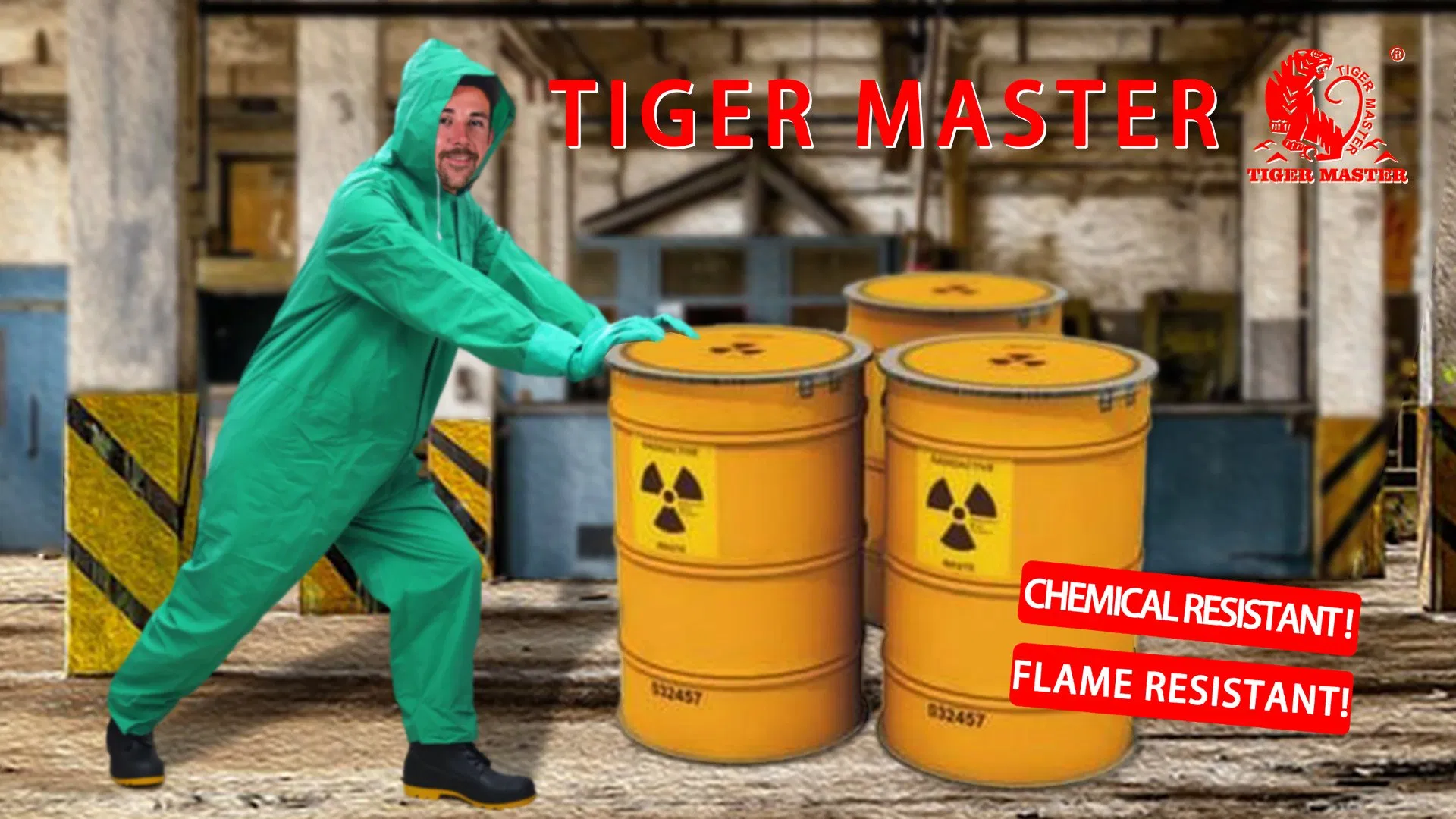Green Custom Logo PVC Polyester PVC One Piece Raincoat Heavy Duty Flame Retardant Oil Chemical Resistant Coverall Rain Coat