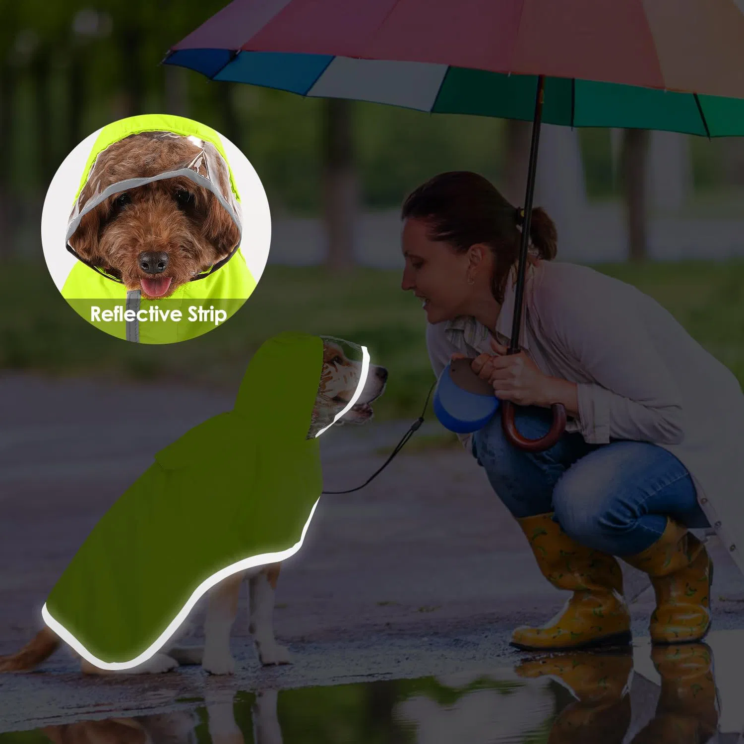 PVC Functional Stylish Adjustable Hood Waterproof Dogs Poncho Raincoat Rain Cape