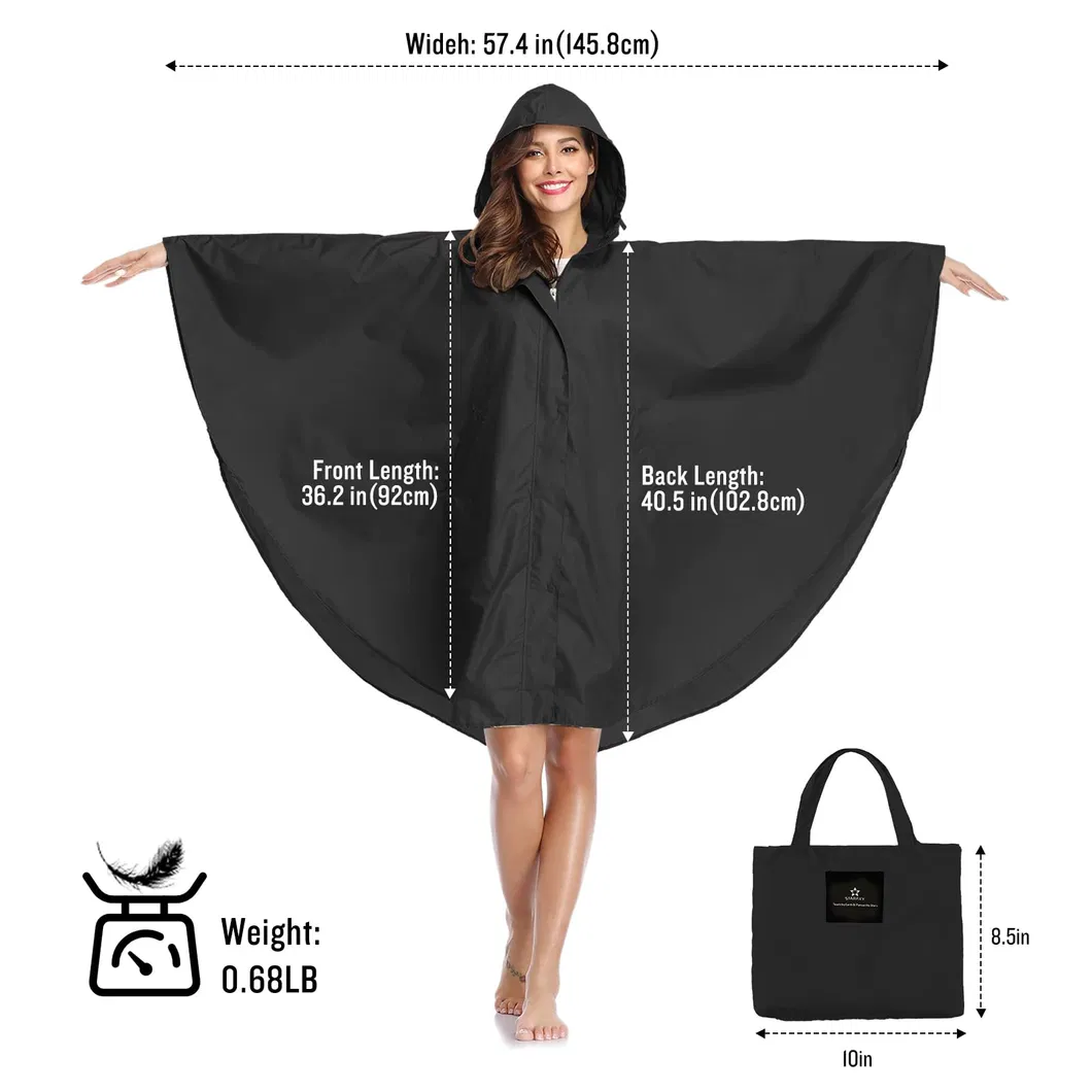 Waterproof Adults with Pockets Rain Poncho Cape