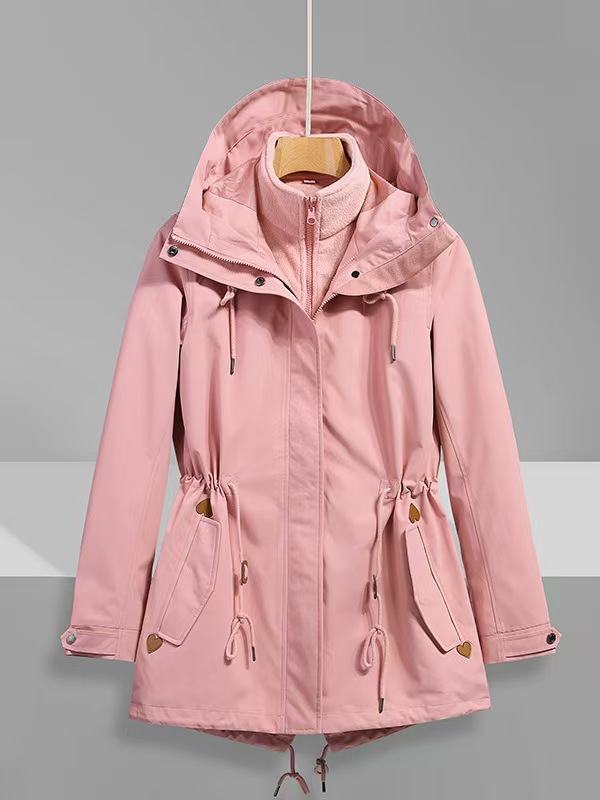 Women's 3-in-1 Waterproof Windstopper Zipper Hiking Jacket Fleece Inner Thick Outdoor Windproof Breathable Winter Parka Trekking