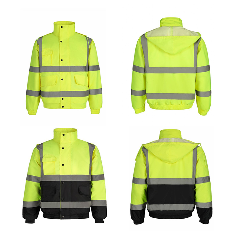 Mens High Visibility Reflective Safety Jacket Mens Safety Workwear Reflective Hoodie Construction Jacket