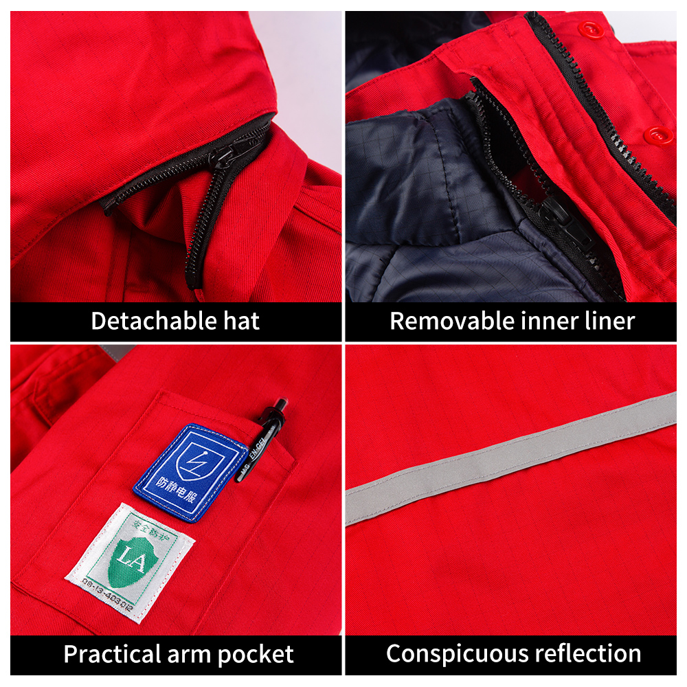 High Quality Detachable Hooded Workwear Jackets for Winter Anti-Static and Breathable Reflective Coats for Safety