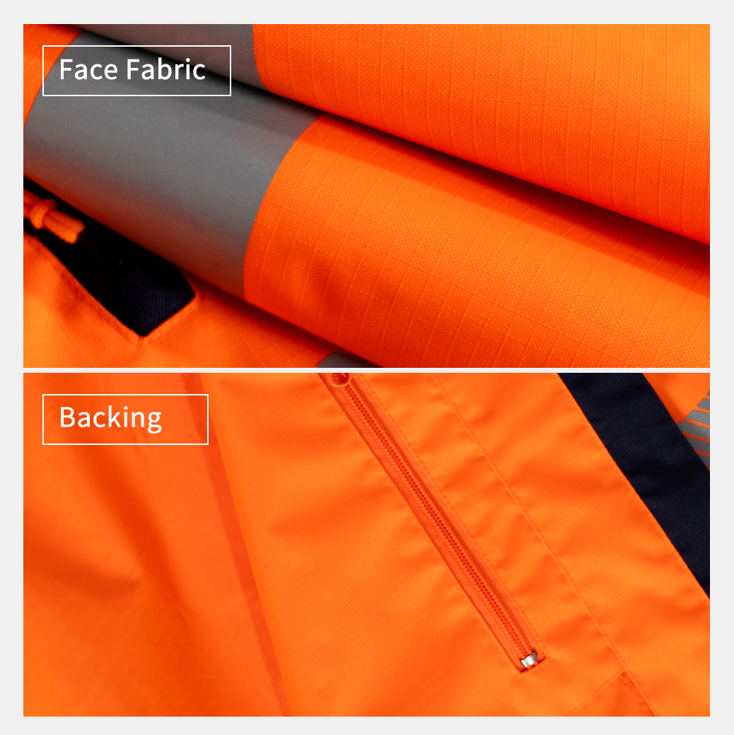 JIADE Men's Class 3 High Visibility Reflective Thermal Waterproof Breathable Plus Size Detachable Hood Jacket Polyester Road