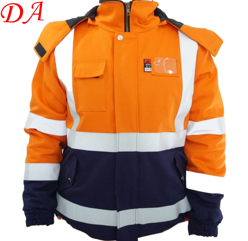 Hi Vis Insulated Flame Resistant FR Winter Workwear Jacket with Detachable Hood