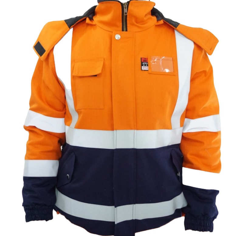 Hi Vis Insulated Flame Resistant FR Winter Workwear Jacket with Detachable Hood