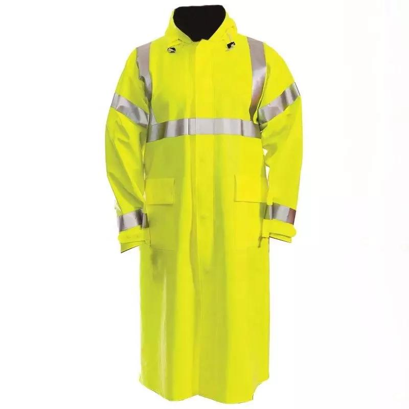 Anti Arc Flame Retardant High Visibility Reflective Lime Yellow Adult Raincoat for Men
