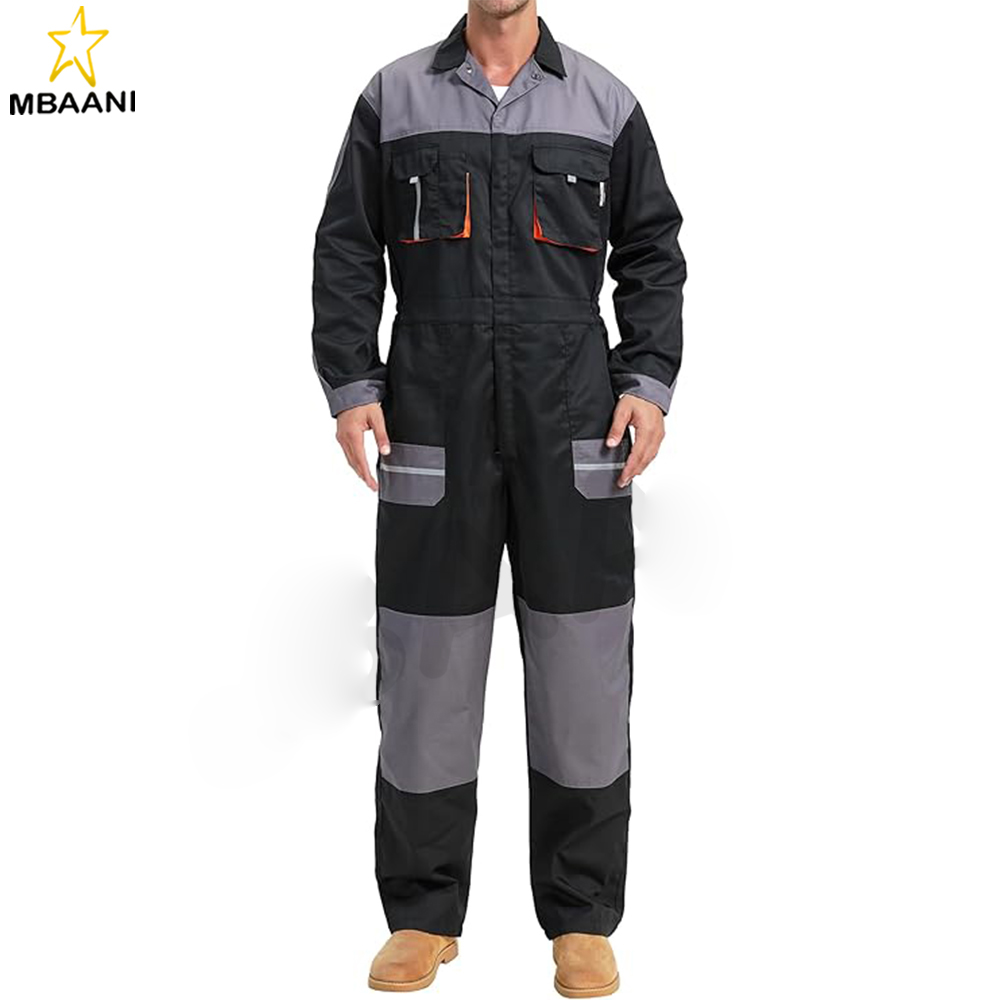 Men's Work Coveralls Multi Pockets Garage Work Jumpsuit Zip Coverall One Piece Workwear Mechanic Overalls