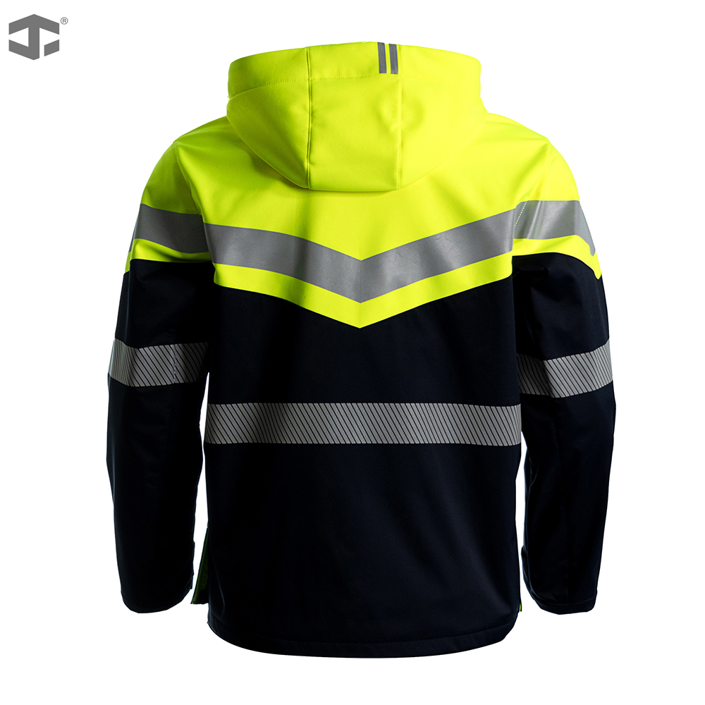 JIADE Men's Plus Size Fluorescent Polyester Free Movement High Visibility Thermal Breathable Windproof Waterproof Hooded Jacket