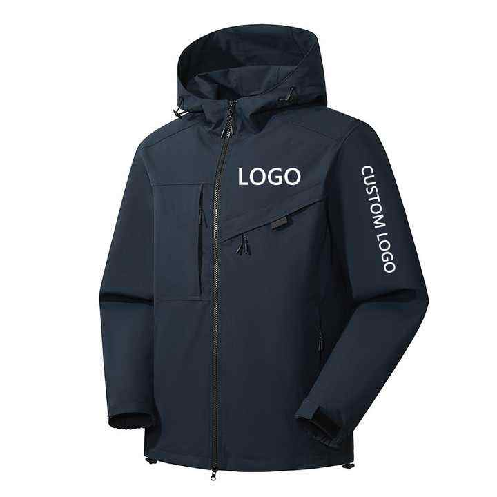 Wholesale Men's Customized 100% Polyester Rain Jacket Windproof And Breathable With Sporty Style OEM Logo For Outdoor Work