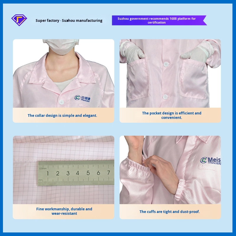 Factory Direct Anti-Static Workwear Coat Striped Style for Electronic Workshop Cleanroom ESD Safety Clothing Level Protection