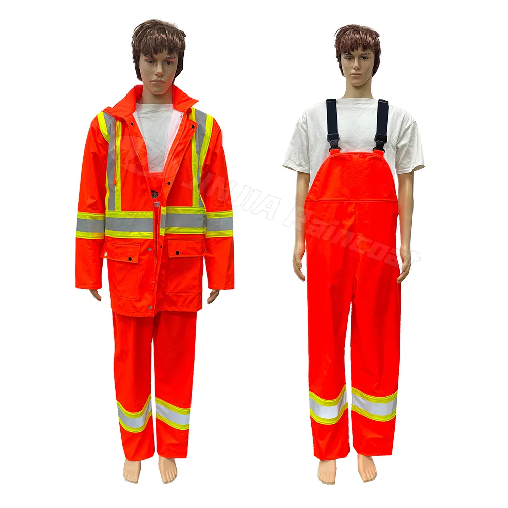 Custom Pass ASTM D6413 Nfpa 2112 Flame Resistant Fr PU Hi Vis Safety Rain Jacket Raincoat