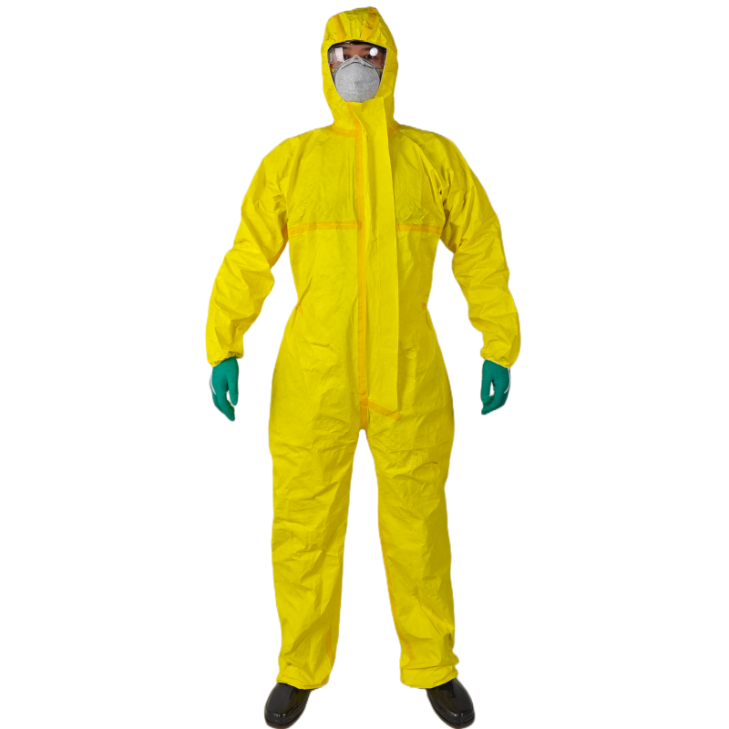 Disposable Industrial Chemical Protective Coverall Chemical Resistant Hazard Suit Yellow Protective Suit