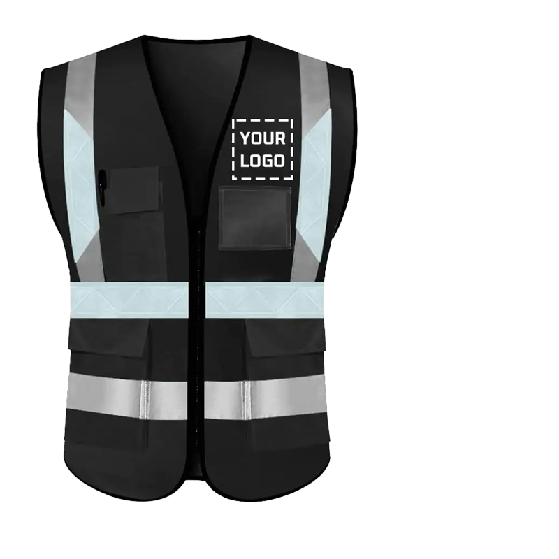 Hi Vis Reflective Safety Vest Clothing Jacket Breathable Mesh Multi Pockets Zipper Support Customized Printing of logo