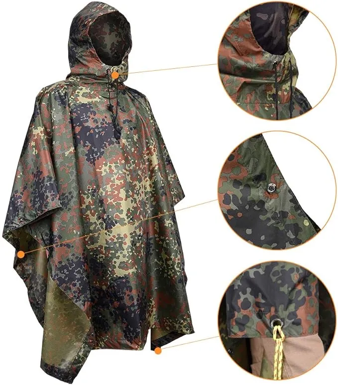 Camouflage Adult Motorcycles Waterproof Poncho Raincoat Rain Cape