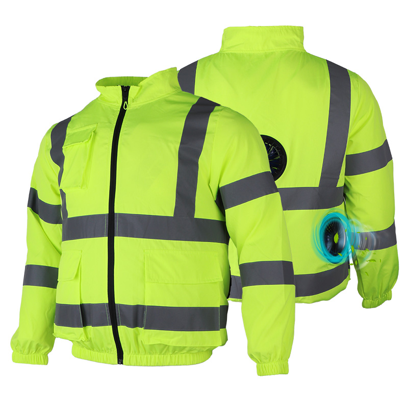 3 Fans Hi Vis Air Conditioned Fan Cooling Jacket Electric Smart 5V Rechargeable Battery Work Jacket