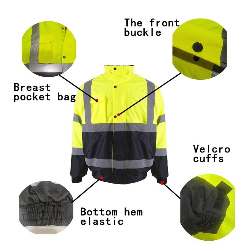 New Arrivals Men's High Visibility Reflective Thermal Safety Jacket Custom Polyester Workwear Waterproof Coats Mechanical Work