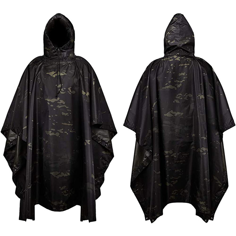 Waterproof Rainwears PU Tactical Pull on Closure Raincoat Combat Tactical Rain Tactical Camouflage Poncho
