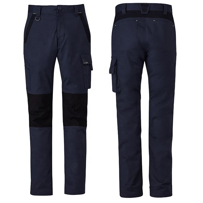 Heavy Duty Breathable Cotton Safety Work Trousers with Flat Front