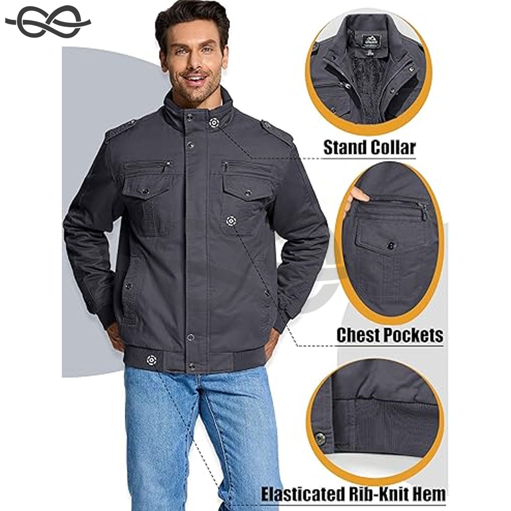 Men's Winter Jackets Fleece Lined Cotton Thermal Trucker Field Hiking Work Jacket Warm Outerwear Cold Weather Durable Insulated