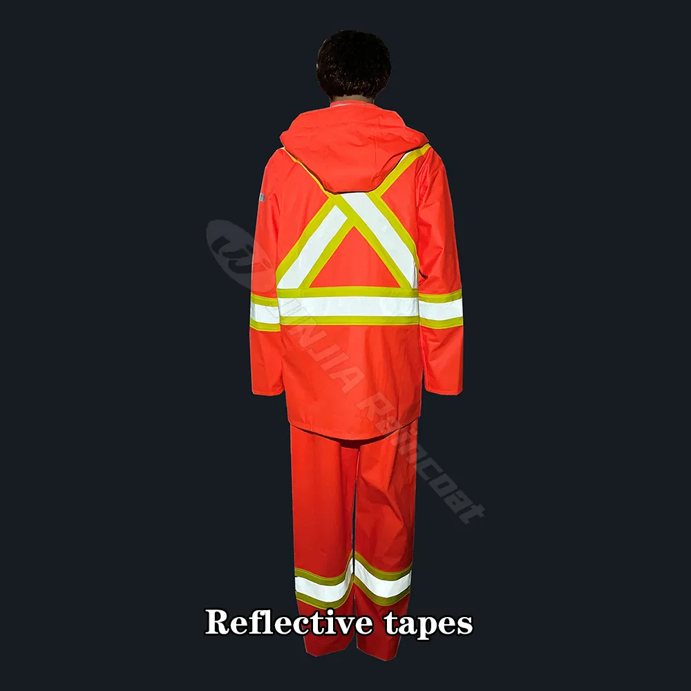 Custom Pass ASTM D6413 Flame Resistant Fr PU Stretch Hi Vis Safety Rain Jacket Raincoat