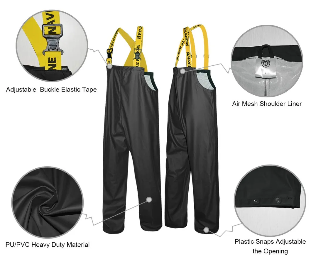 PU Polyester Rain Jacket Bib Pants Waterproof Workwear Suit Clothing Rain Gear