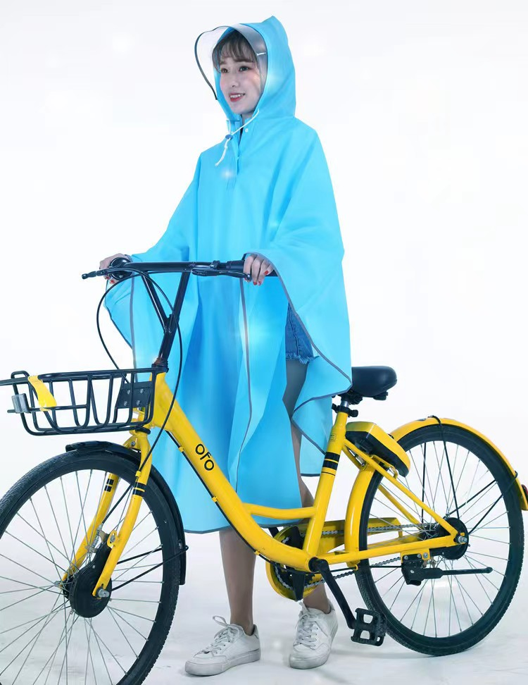 Bike Bicycle Biker Foldable Fashion Black EVA Raincoat Poncho Waterproof Rain Cape
