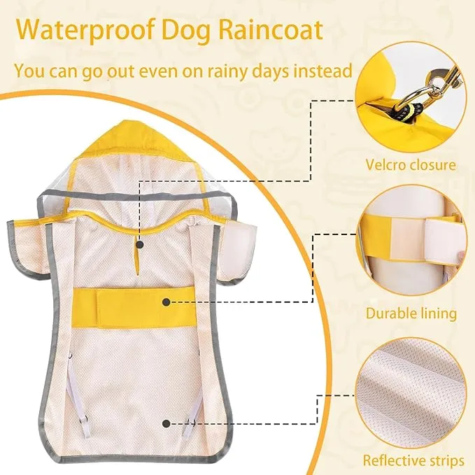 PVC Functional Stylish Adjustable Hood Waterproof Dogs Poncho Raincoat Rain Cape