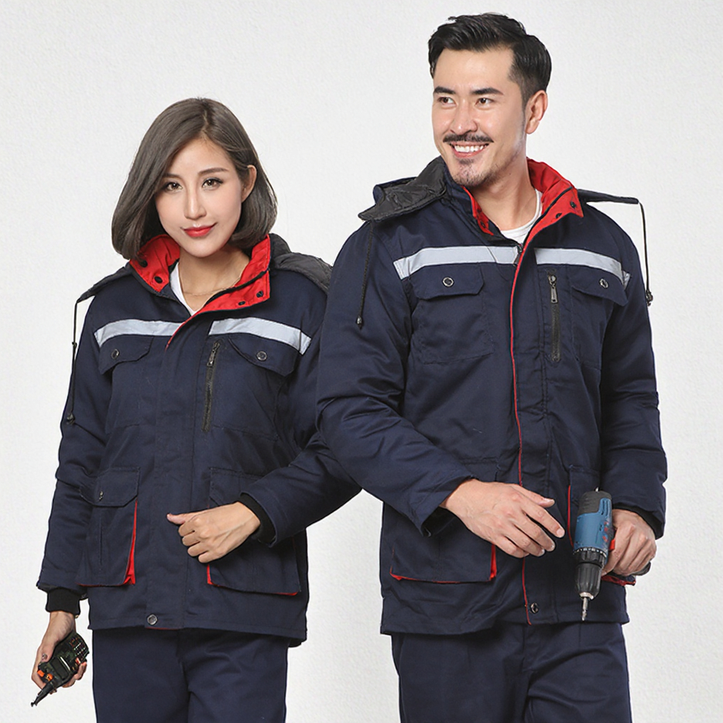 High Visibility Reflective Stripes Mining Coat Industrial Engineers Workers Winter Warm Removable Lining Anti-Static CE Unisex