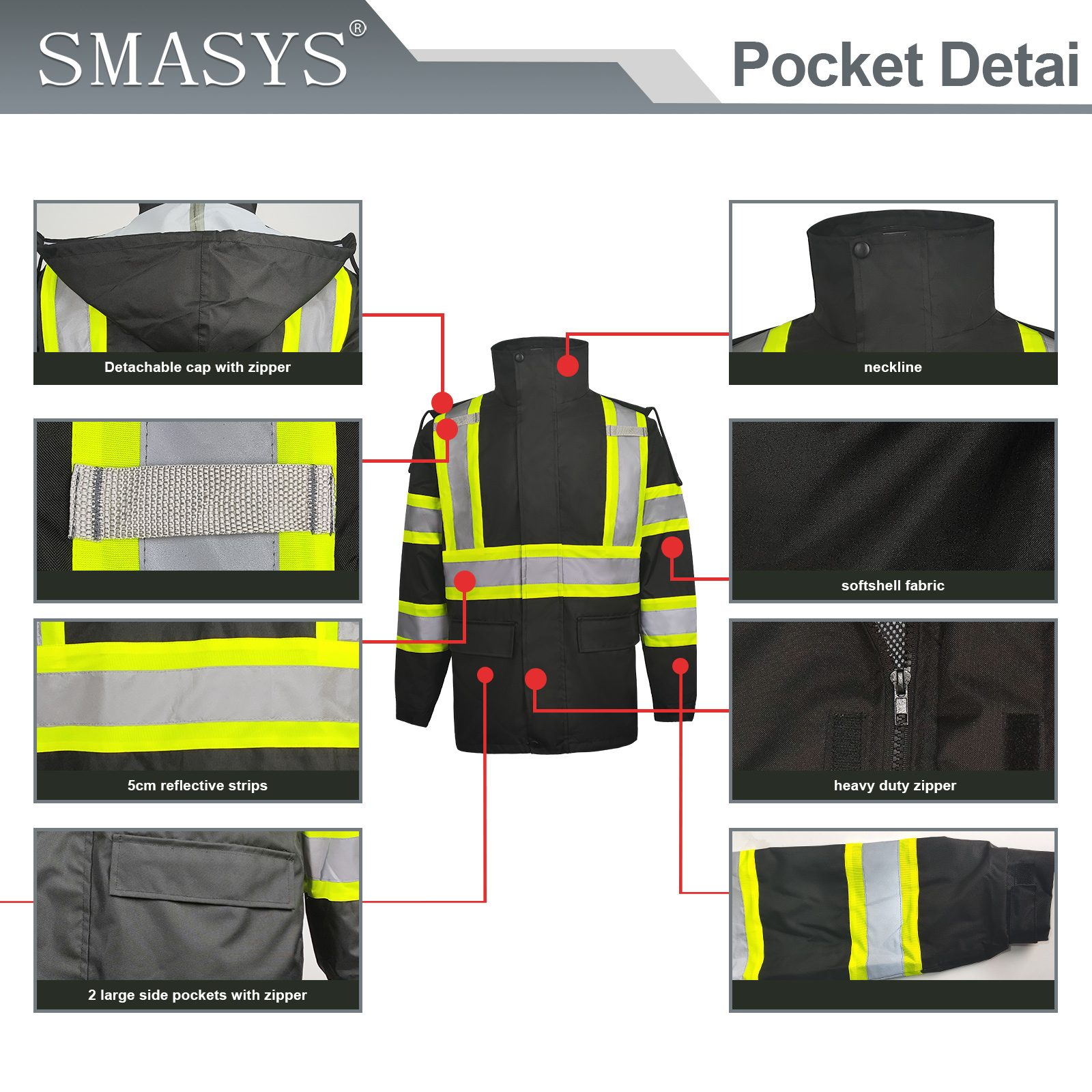 ZUJA Durable Hi Vis Safety Hooded Raincoat 300D Oxford Waterproof Windproof Rain Suit Raining Worker Pants Set with PU Coating