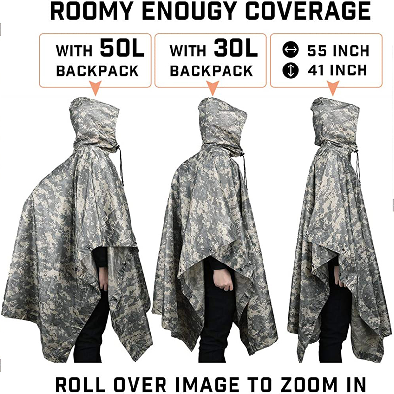 Hooded Rain Poncho Display 2
