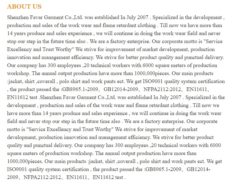 Company Profile Details