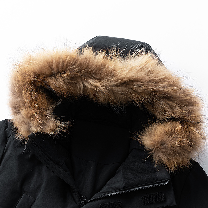 Winter New Style Thick Down-Filled Windproof Unisex Jacket Mid-Length Outdoor Parka Bold Mountain-Style Fur-Lined Men