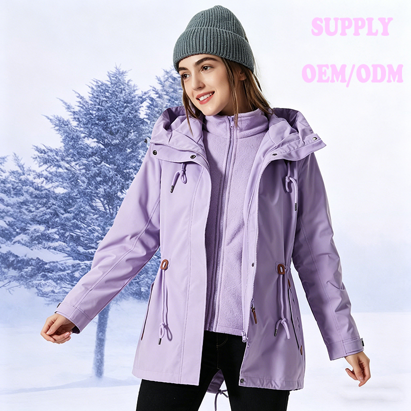 Women's 3-in-1 Waterproof Windstopper Zipper Hiking Jacket Fleece Inner Thick Outdoor Windproof Breathable Winter Parka Trekking