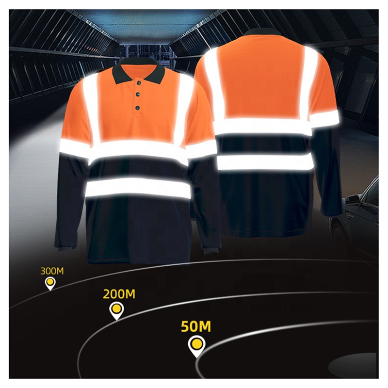 High-reflective Safety Brushed Canvas Bib POLO Overalls Set