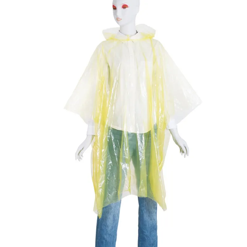 Disposable Plastic PE Rain Poncho Raincoat in Ball Waterproof Square Design Esg17220