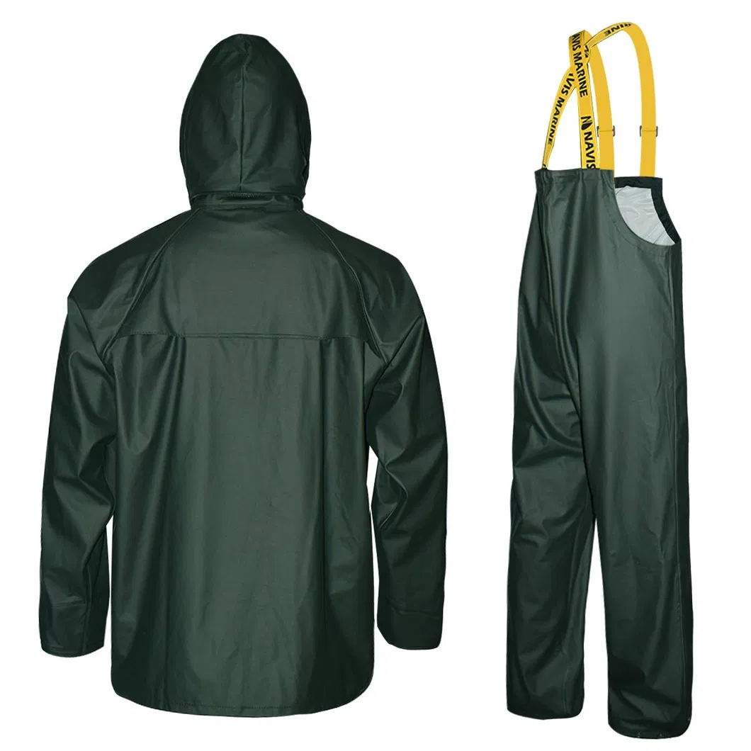 PU Polyester Rain Jacket Bib Pants Waterproof Workwear Suit Clothing Rain Gear