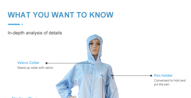 Reusable Washable Dust Free 98% Polyester 2% Conductive Fibre Umpsuit ESD Overcoat Antistatic Coverall ESD Coverall