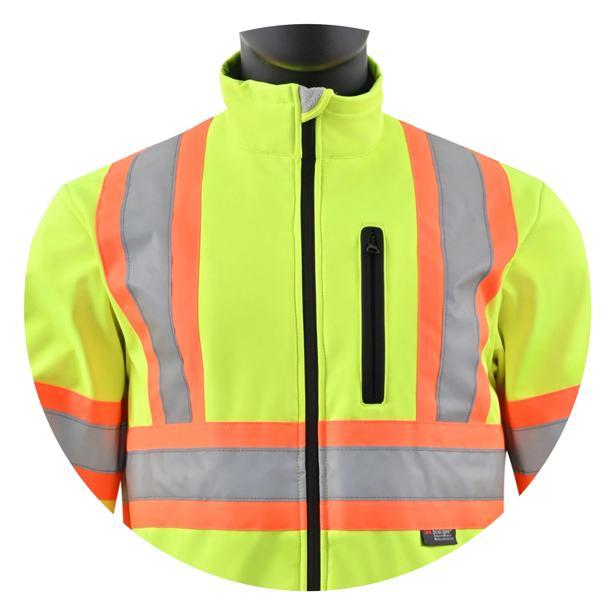 ODM Unisex Fluorescent Yellow Fleece Lined Softshell Waterproof Breathable Reflective Safety Work Custom Winter Jacket