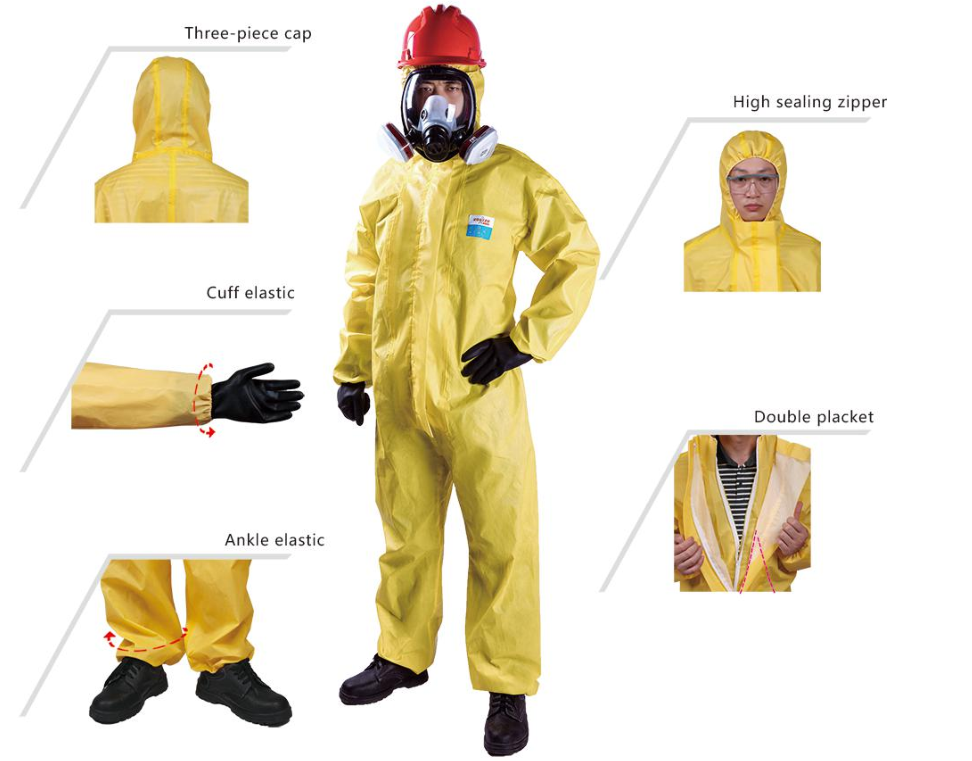 Safety Protective Chemical Industry Painting Waterproof Type 3b 4b Protective Clothing Overall Workwear Disposable Coverall