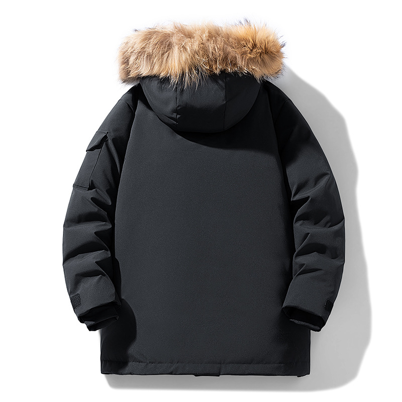 Winter New Style Thick Down-Filled Windproof Unisex Jacket Mid-Length Outdoor Parka Bold Mountain-Style Fur-Lined Men