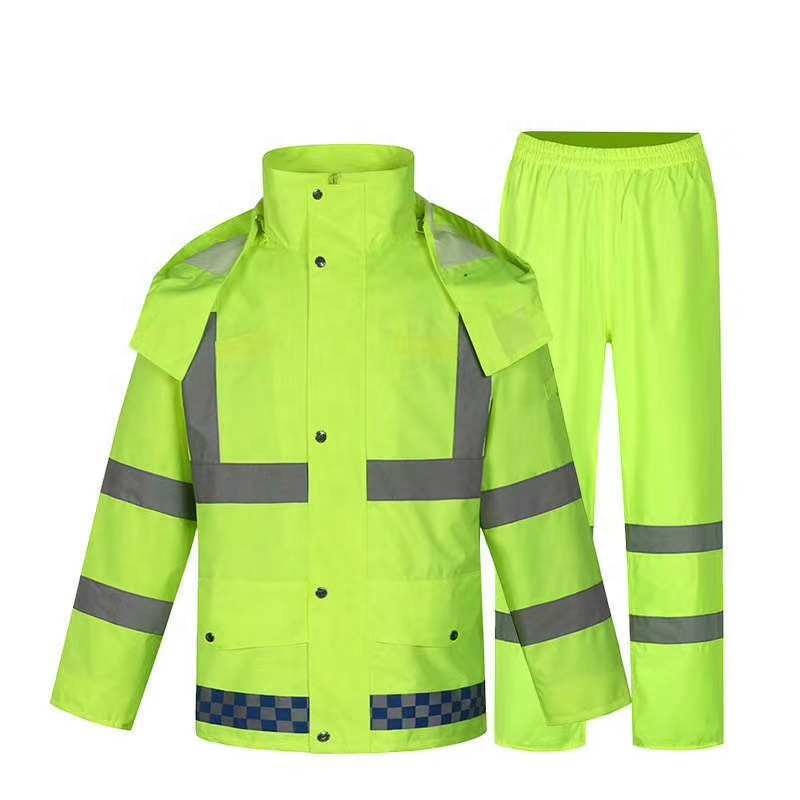 Wholesale Waterproof Reflective Safety Rain Suit Raincoat ANSI Class 2 EN ISO Class 1 380 Super Bright Reflectivity