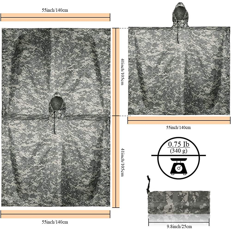 Hooded Rain Poncho Display 1
