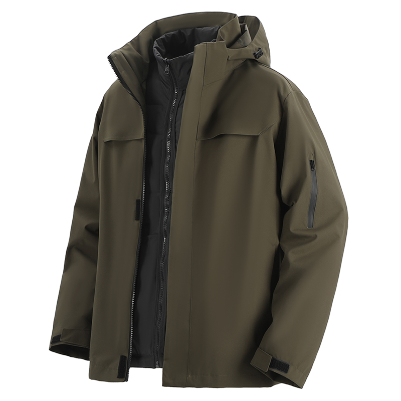 Three-in-One ParkaWarm and Thick Jacket, High-end Trench CoatOutdoor Windproof and Waterproof Jacket