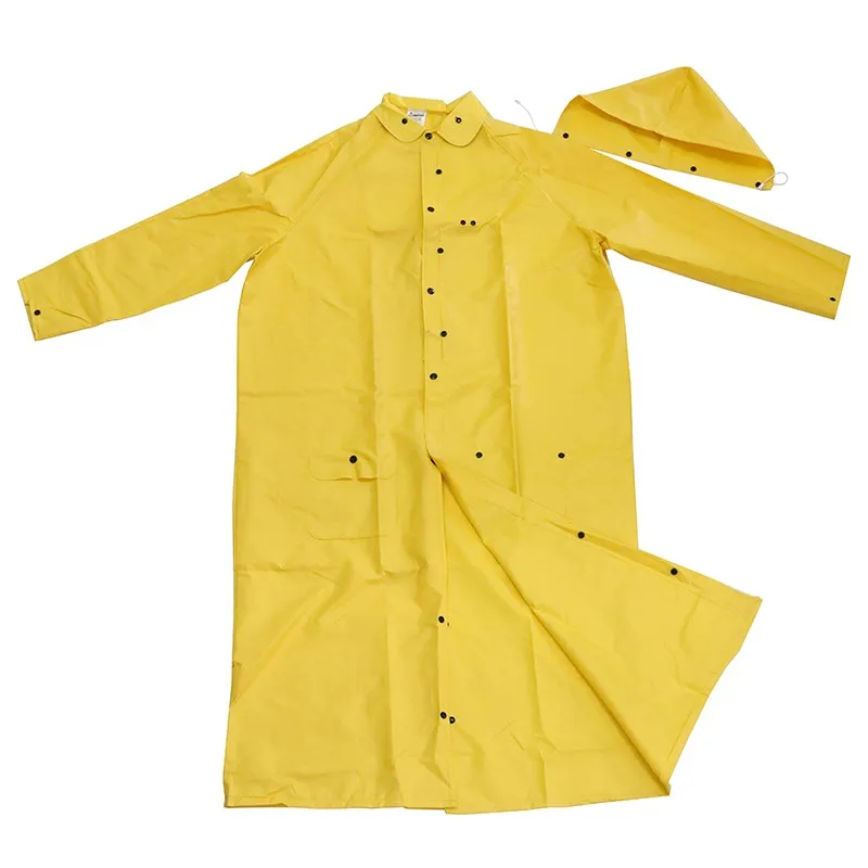 Yellow Water Proof Oil Chemical Resistant Custom Logo Detachable Hood Riding Horse Adult Men PVC Raincoats