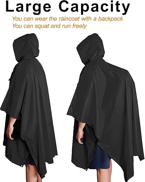 Breathable Outings Rain Poncho Waterproof Lightweight Non-Disposable Hi-Vis Rain Cape Wear