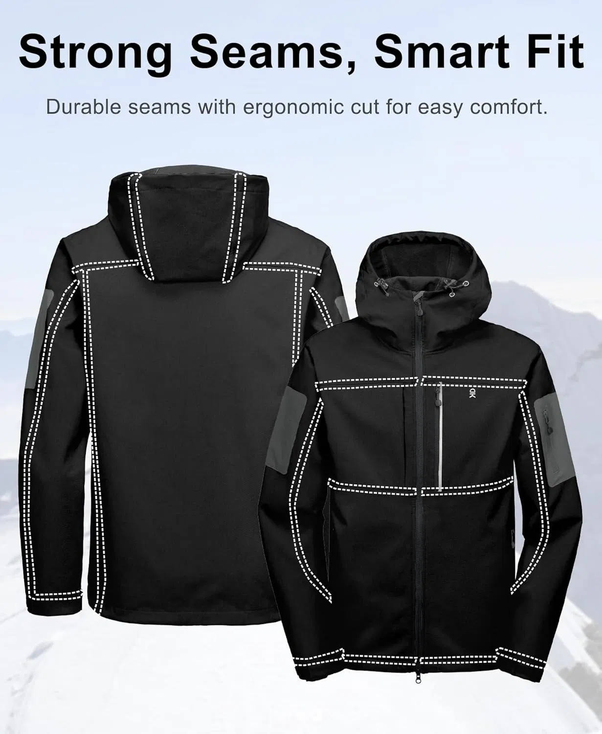 Men's Lightweight Waterproof Windproof Hooded Soft Shell Rain Jacket Detail 6