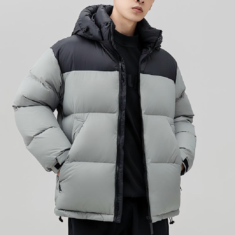 Men's Fashion Casual Hooded Puffer Jacket Waterproof Zipper Closure Winter Windproof Warm Parka Outdoor Winter Down Jacket