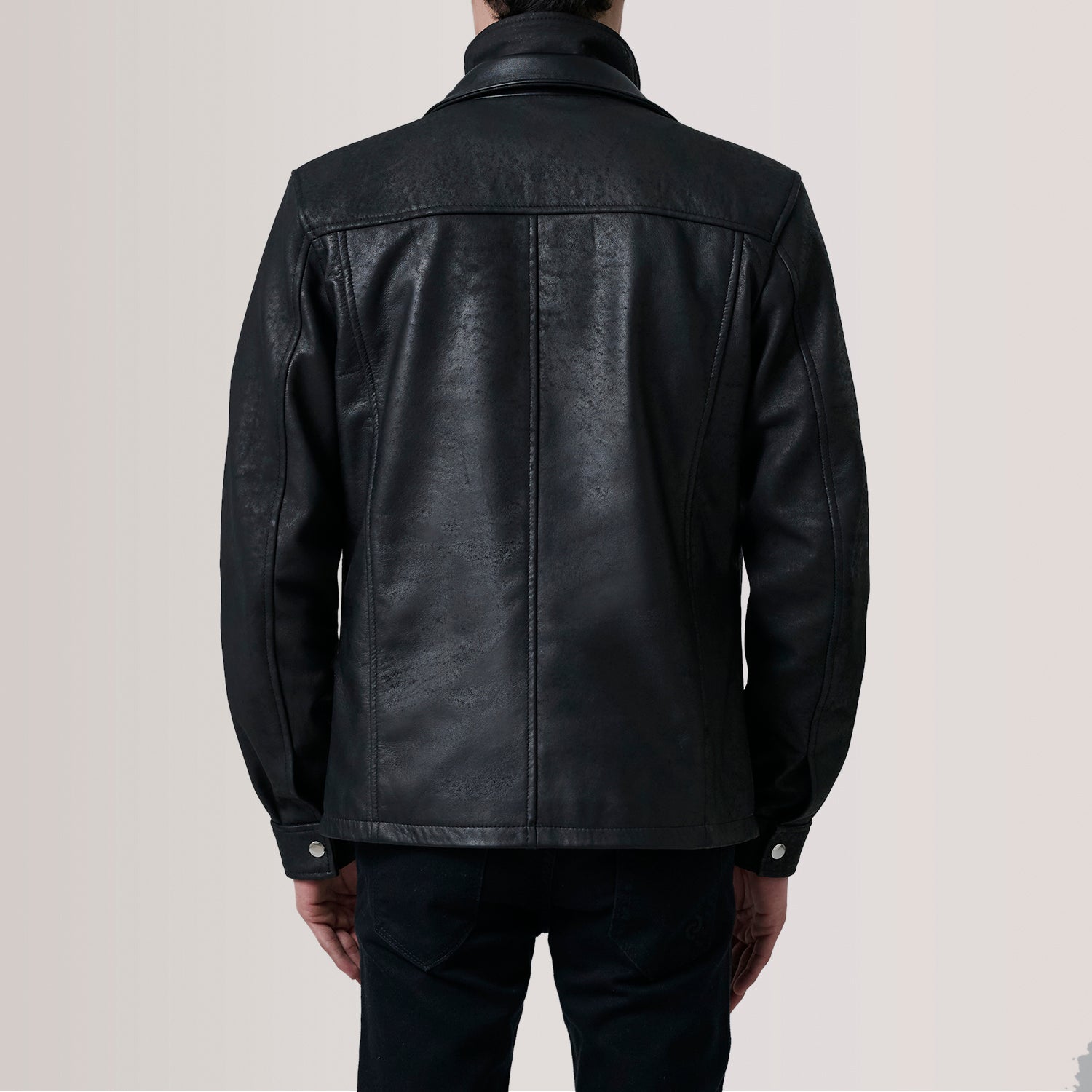 Waterproof Mens Leather Jacket Fleece Lined Winter Thermal Coat Outdoor Workwear Windbreaker Plus Size 5XL Stand Collar Front
