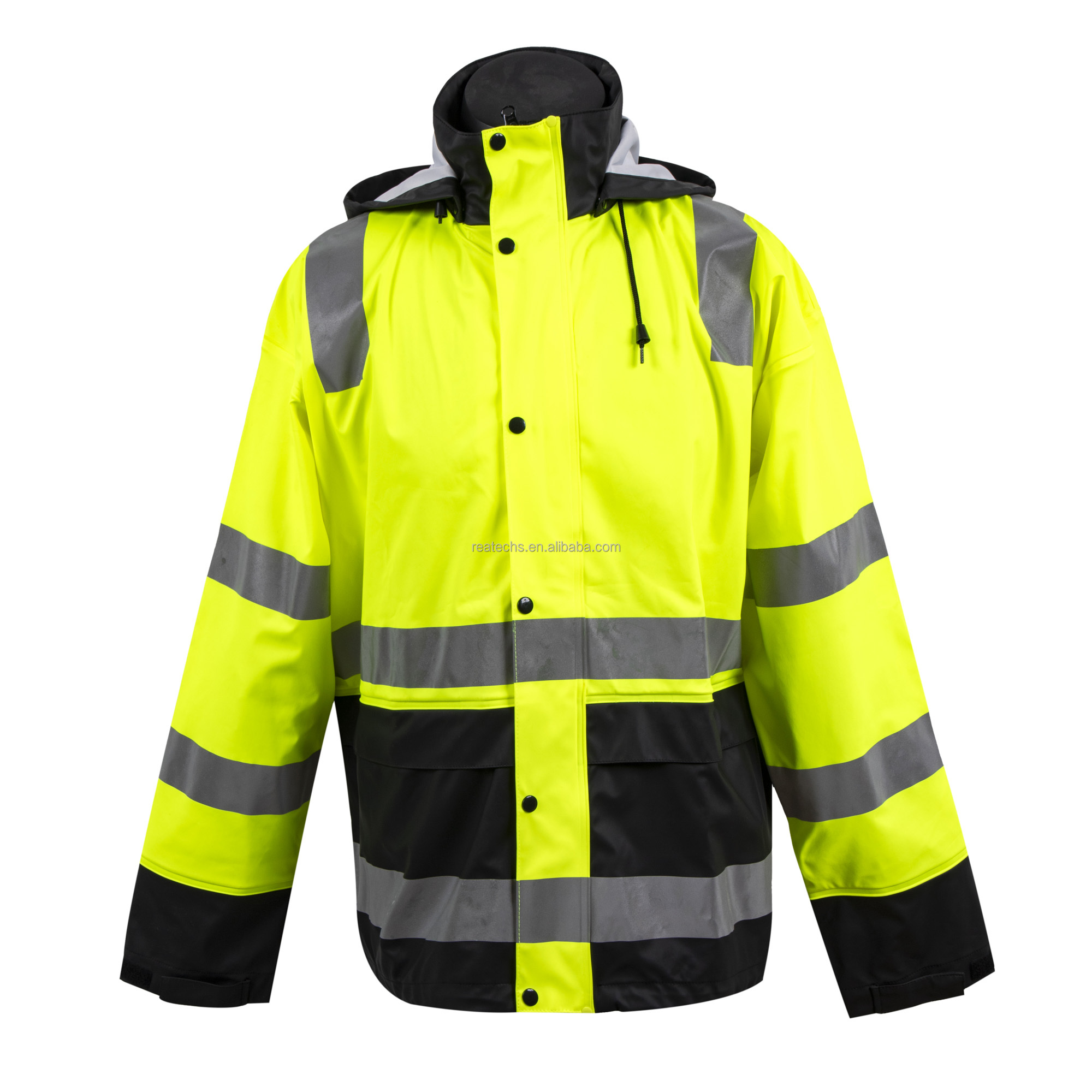 Customized Winter Breathable Thermal Hi Vis Jacket Reflective Safety Waterproof Tear-Bomber Design Anti-Static Polyester Yellow